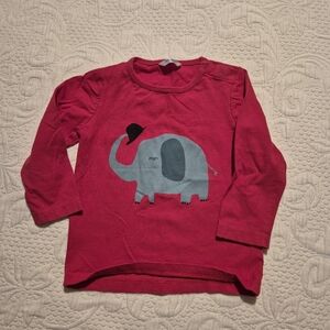 Baby boden unisex 12-18 months red long sleeve shirt elephant print VGUC